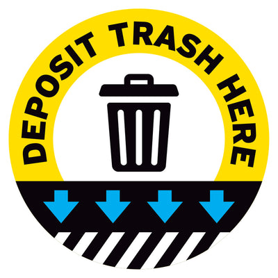 Yellow Deposit Trash Here Floor Decal